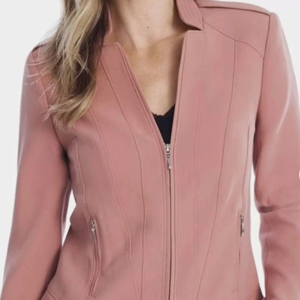 WHBM Long Sleeve Crop Moto Style Jacket in Winter Bloom sz 8 NWT